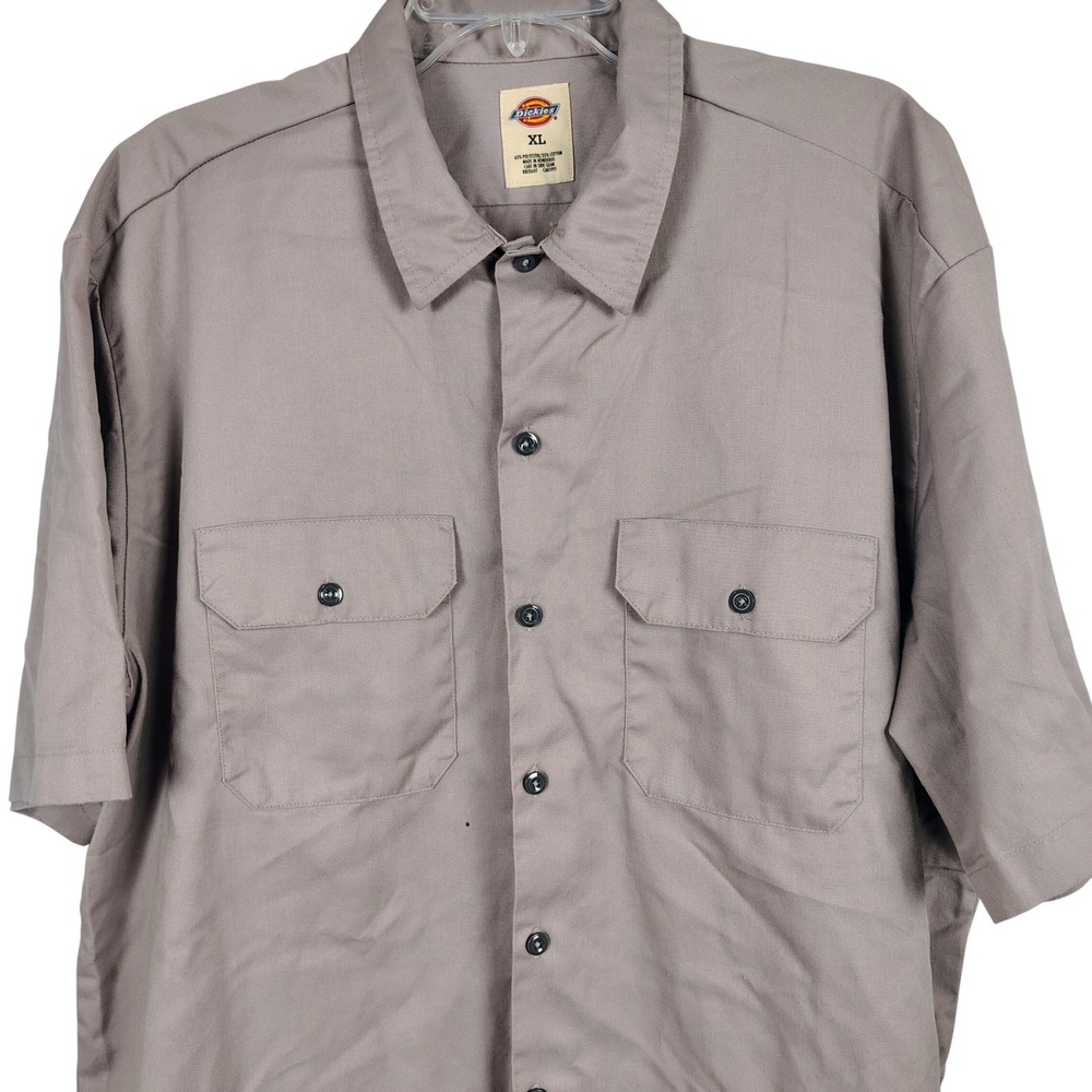 Dickies Mens XL Short Sleeve Work Shirt Taupe Brown Twill Gorpcore Streetwear